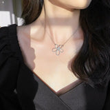 Full Diamond Five Petal Flower Pendant Necklace Conceitastral