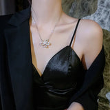 Full Diamond Five Petal Flower Pendant Necklace Conceitastral