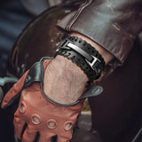 Genuine Leather Macrame Bracelet Braided For Men Jewelry Leather Punk Accessories PU Adjustable Bracelet Conceitastral