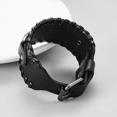 Genuine Leather Macrame Bracelet Braided For Men Jewelry Leather Punk Accessories PU Adjustable Bracelet Conceitastral