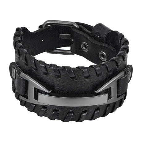 Genuine Leather Macrame Bracelet Braided For Men Jewelry Leather Punk Accessories PU Adjustable Bracelet Conceitastral