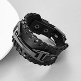Genuine Leather Macrame Bracelet Braided For Men Jewelry Leather Punk Accessories PU Adjustable Bracelet Conceitastral