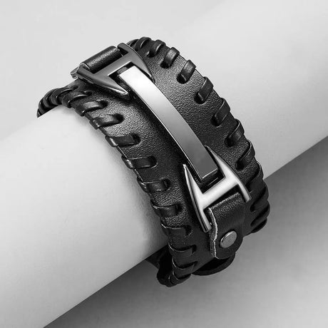 Genuine Leather Macrame Bracelet Braided For Men Jewelry Leather Punk Accessories PU Adjustable Bracelet Conceitastral
