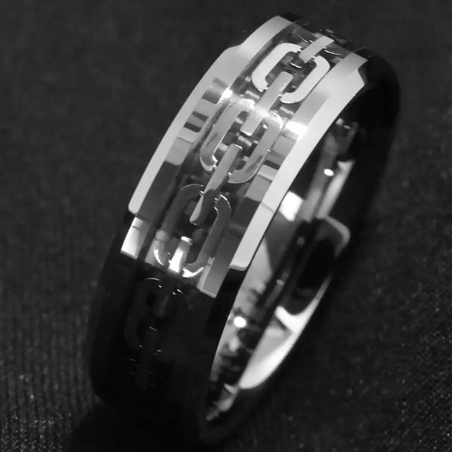 Geometric Cutout Chain Ring For Men Conceitastral