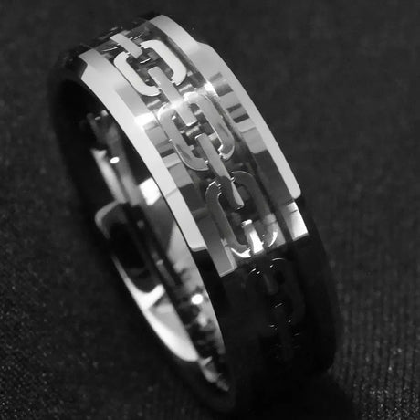 Geometric Cutout Chain Ring For Men Conceitastral