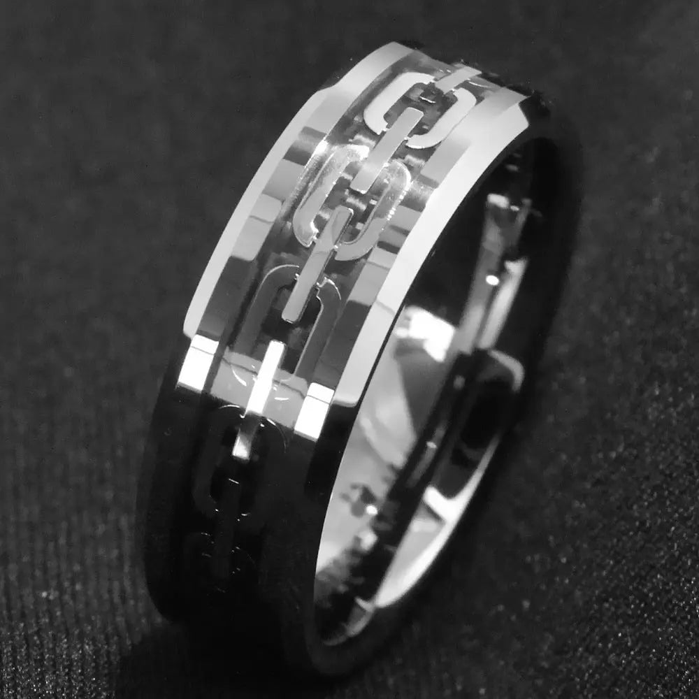 Geometric Cutout Chain Ring For Men Conceitastral