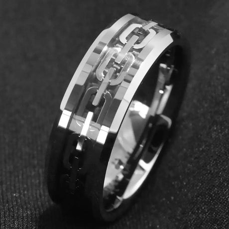 Geometric Cutout Chain Ring For Men Conceitastral