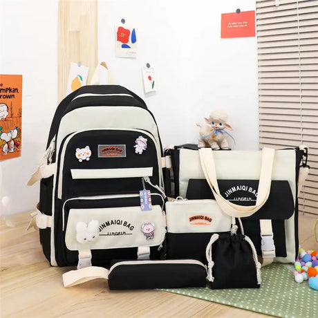 Girls Color Contrast Cute Large Capacity Backpack Conceitastral