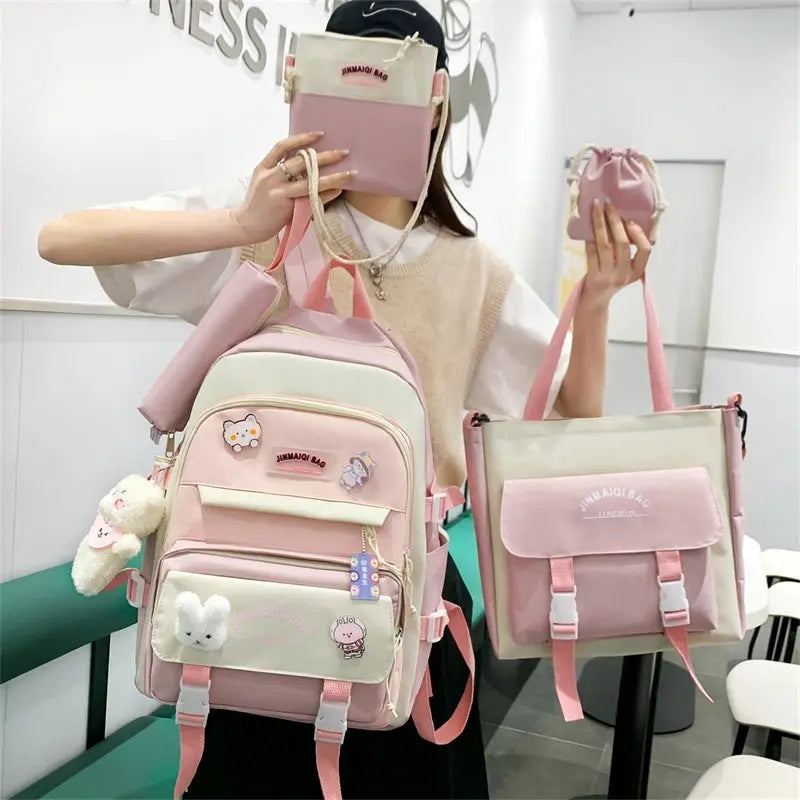 Girls Color Contrast Cute Large Capacity Backpack Conceitastral