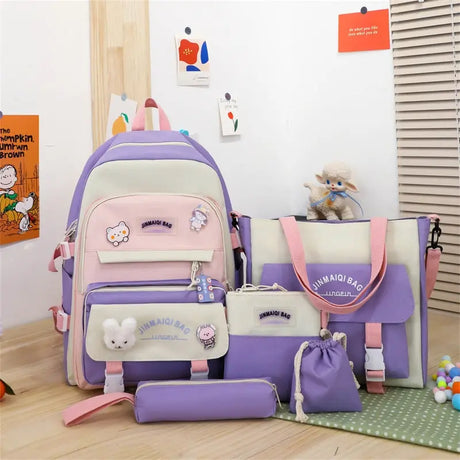 Girls Color Contrast Cute Large Capacity Backpack Conceitastral