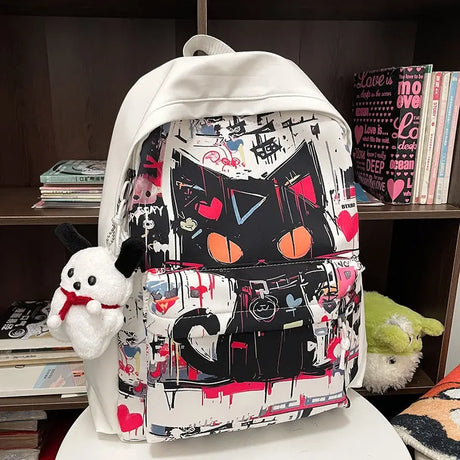 Girls' Harajuku Style Personalized Graffiti Simple All-match Backpack Conceitastral