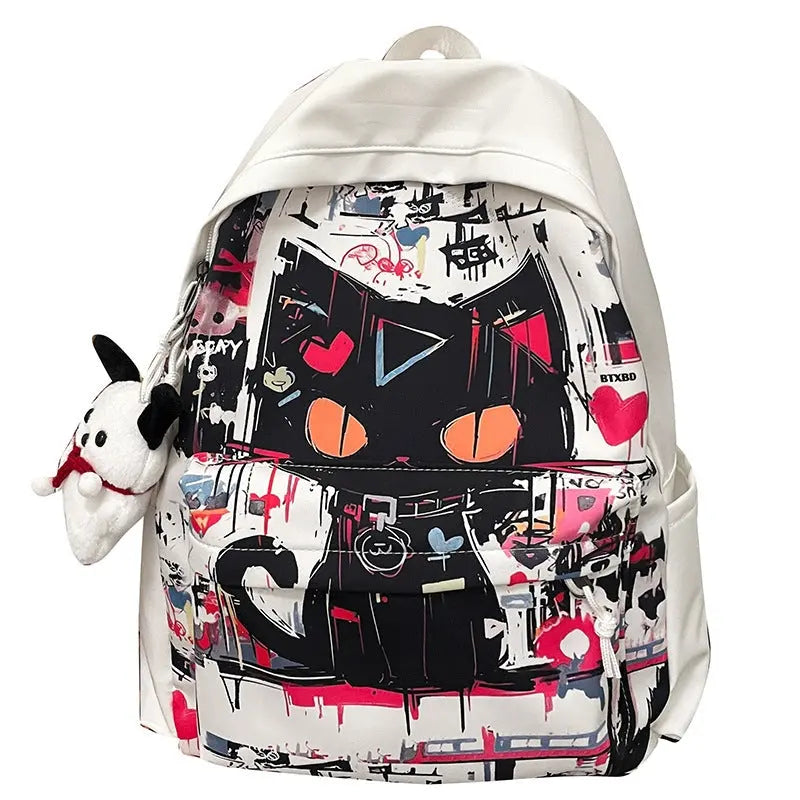 Girls' Harajuku Style Personalized Graffiti Simple All-match Backpack Conceitastral