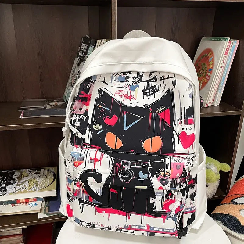 Girls' Harajuku Style Personalized Graffiti Simple All-match Backpack Conceitastral