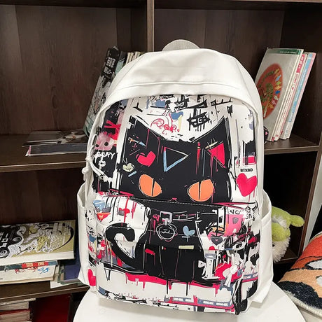 Girls' Harajuku Style Personalized Graffiti Simple All-match Backpack Conceitastral