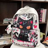 Girls' Harajuku Style Personalized Graffiti Simple All-match Backpack Conceitastral