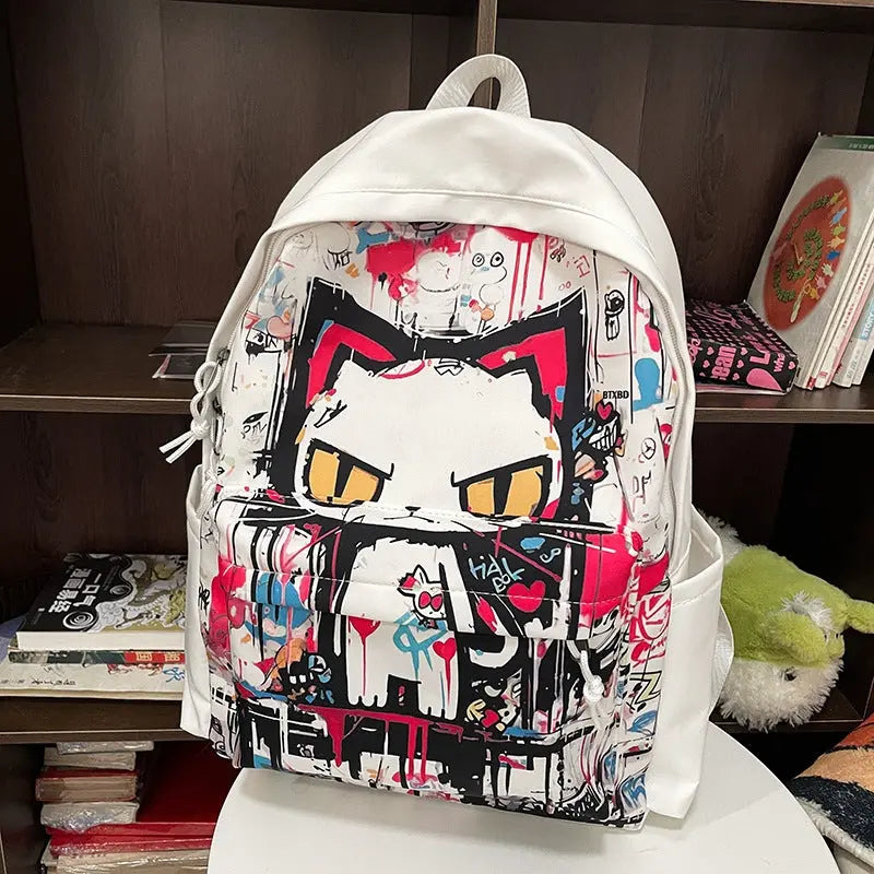 Girls' Harajuku Style Personalized Graffiti Simple All-match Backpack Conceitastral