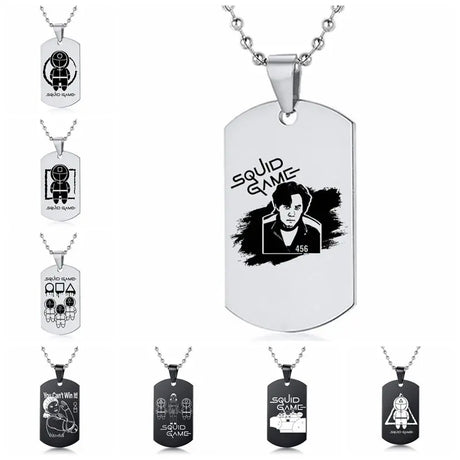 Gravado Lula Jogo Quadrado Redondo Logotipo Triângulo Colar Moda Colares Dog Tag Pingente de Aço Inoxidável Para Mulheres Dos Homens Conceitastral