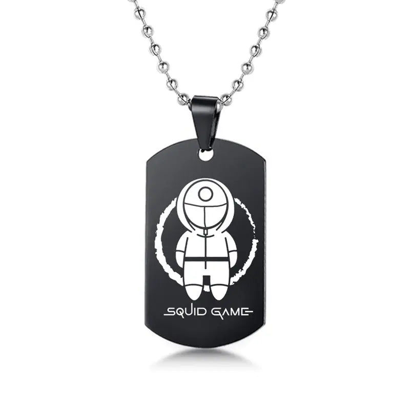 Gravado Lula Jogo Quadrado Redondo Logotipo Triângulo Colar Moda Colares Dog Tag Pingente de Aço Inoxidável Para Mulheres Dos Homens Conceitastral