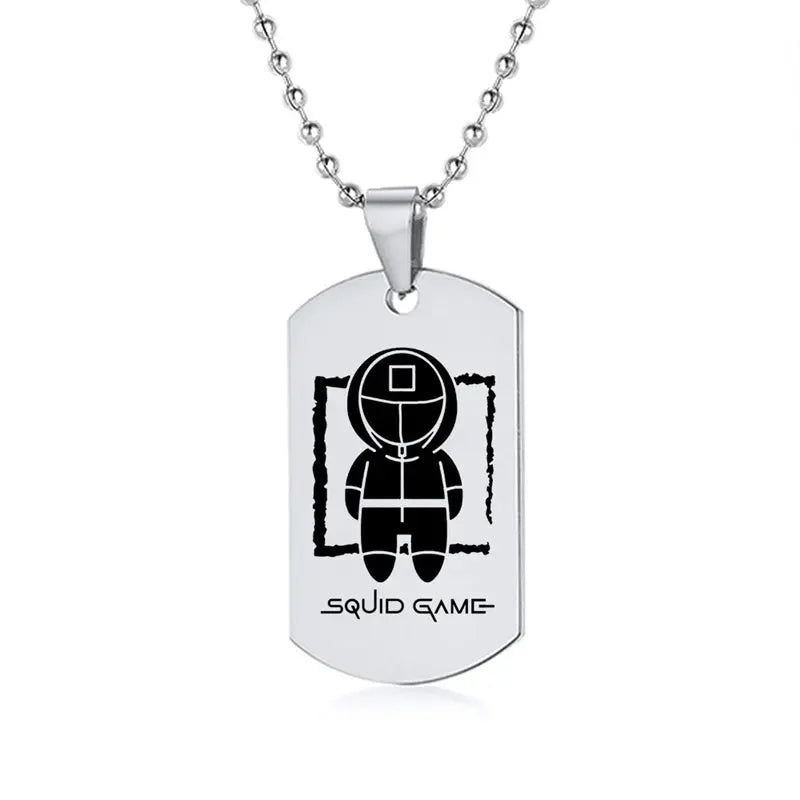 Gravado Lula Jogo Quadrado Redondo Logotipo Triângulo Colar Moda Colares Dog Tag Pingente de Aço Inoxidável Para Mulheres Dos Homens Conceitastral