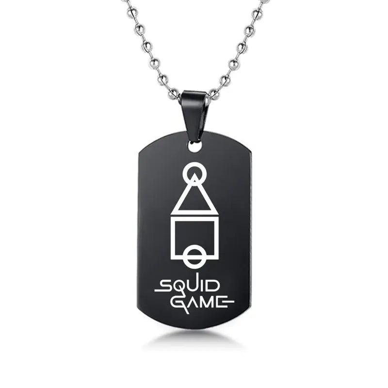 Gravado Lula Jogo Quadrado Redondo Logotipo Triângulo Colar Moda Colares Dog Tag Pingente de Aço Inoxidável Para Mulheres Dos Homens Conceitastral