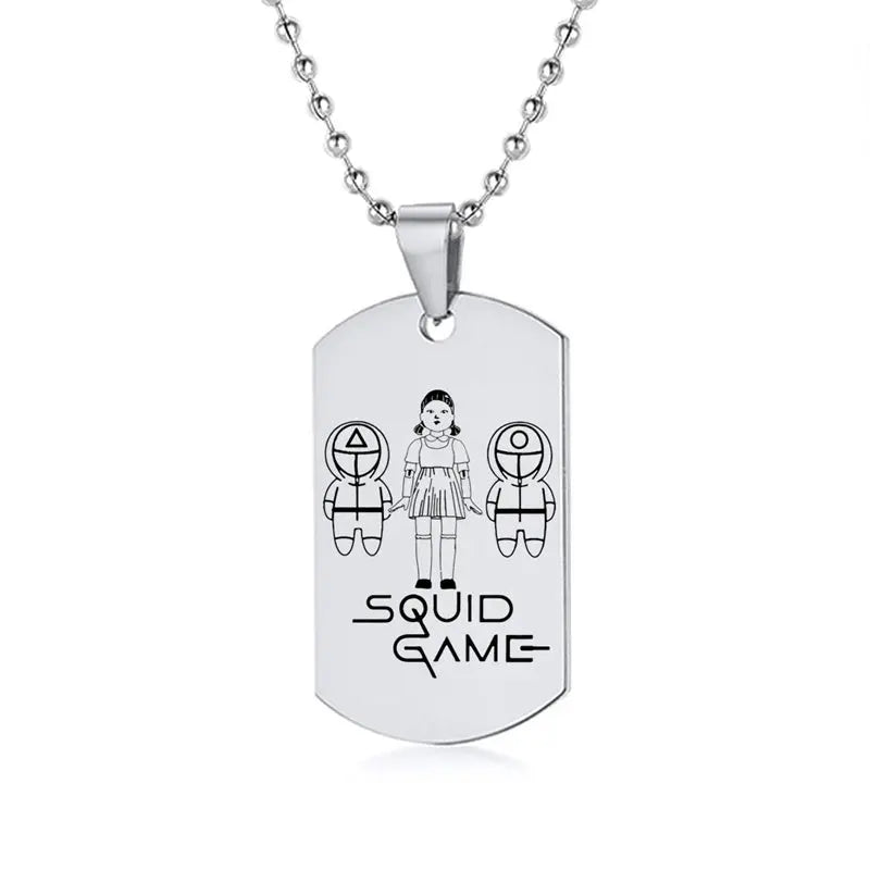 Gravado Lula Jogo Quadrado Redondo Logotipo Triângulo Colar Moda Colares Dog Tag Pingente de Aço Inoxidável Para Mulheres Dos Homens Conceitastral