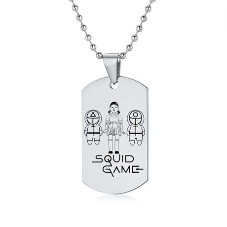 Gravado Lula Jogo Quadrado Redondo Logotipo Triângulo Colar Moda Colares Dog Tag Pingente de Aço Inoxidável Para Mulheres Dos Homens Conceitastral