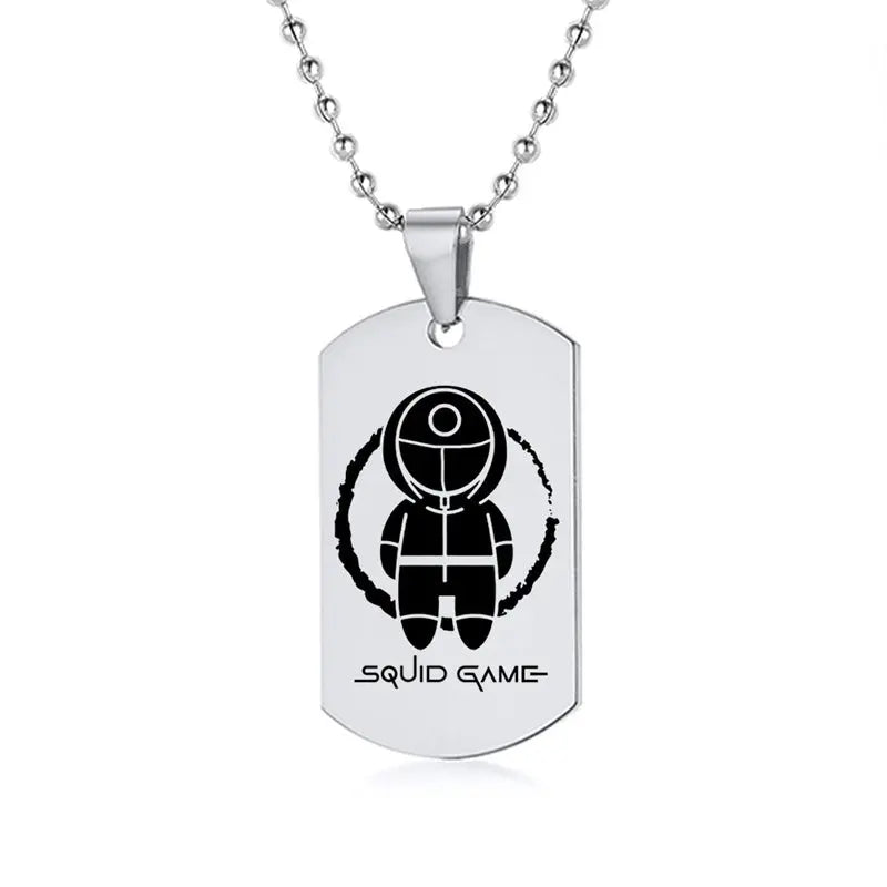 Gravado Lula Jogo Quadrado Redondo Logotipo Triângulo Colar Moda Colares Dog Tag Pingente de Aço Inoxidável Para Mulheres Dos Homens Conceitastral