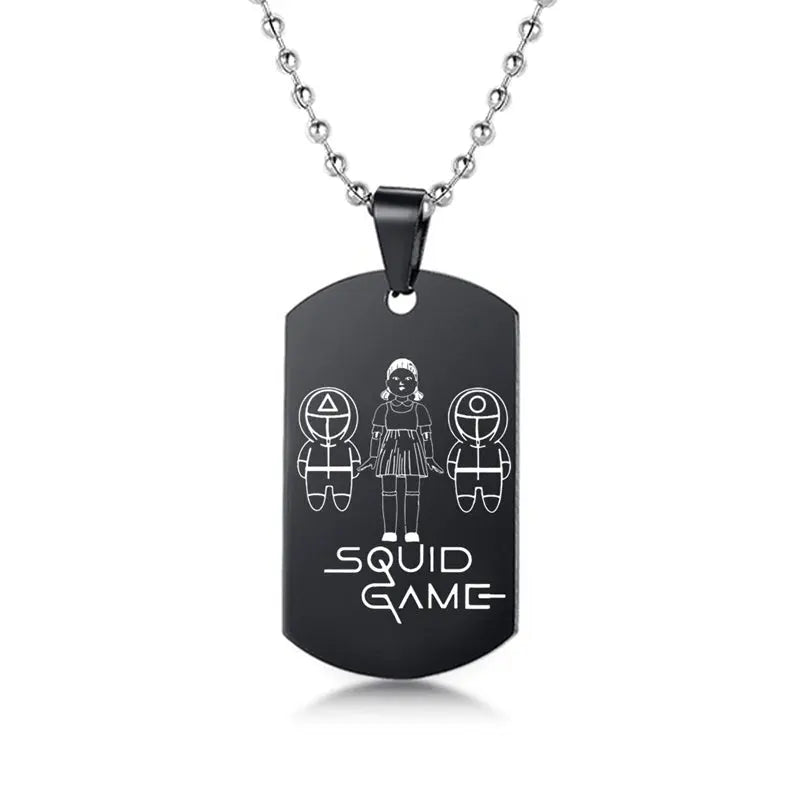 Gravado Lula Jogo Quadrado Redondo Logotipo Triângulo Colar Moda Colares Dog Tag Pingente de Aço Inoxidável Para Mulheres Dos Homens Conceitastral