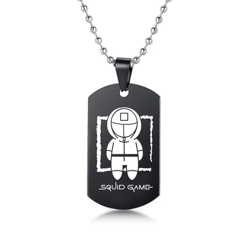 Gravado Lula Jogo Quadrado Redondo Logotipo Triângulo Colar Moda Colares Dog Tag Pingente de Aço Inoxidável Para Mulheres Dos Homens Conceitastral