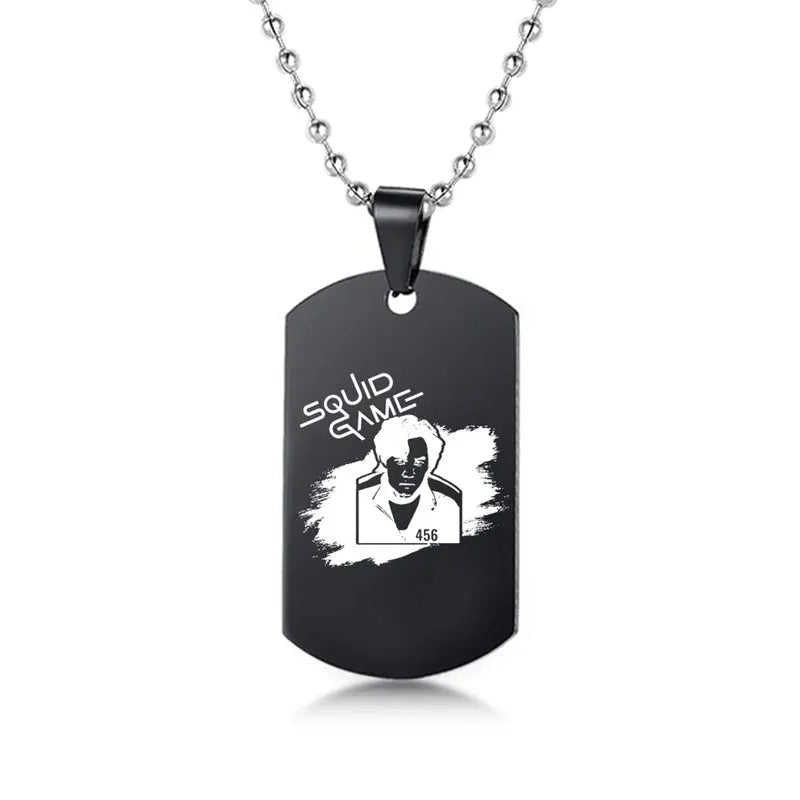 Gravado Lula Jogo Quadrado Redondo Logotipo Triângulo Colar Moda Colares Dog Tag Pingente de Aço Inoxidável Para Mulheres Dos Homens Conceitastral