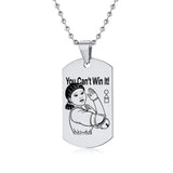 Gravado Lula Jogo Quadrado Redondo Logotipo Triângulo Colar Moda Colares Dog Tag Pingente de Aço Inoxidável Para Mulheres Dos Homens Conceitastral