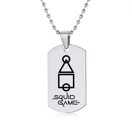 Gravado Lula Jogo Quadrado Redondo Logotipo Triângulo Colar Moda Colares Dog Tag Pingente de Aço Inoxidável Para Mulheres Dos Homens Conceitastral