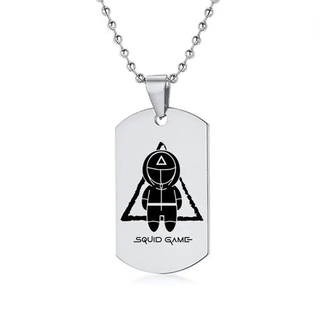 Gravado Lula Jogo Quadrado Redondo Logotipo Triângulo Colar Moda Colares Dog Tag Pingente de Aço Inoxidável Para Mulheres Dos Homens Conceitastral