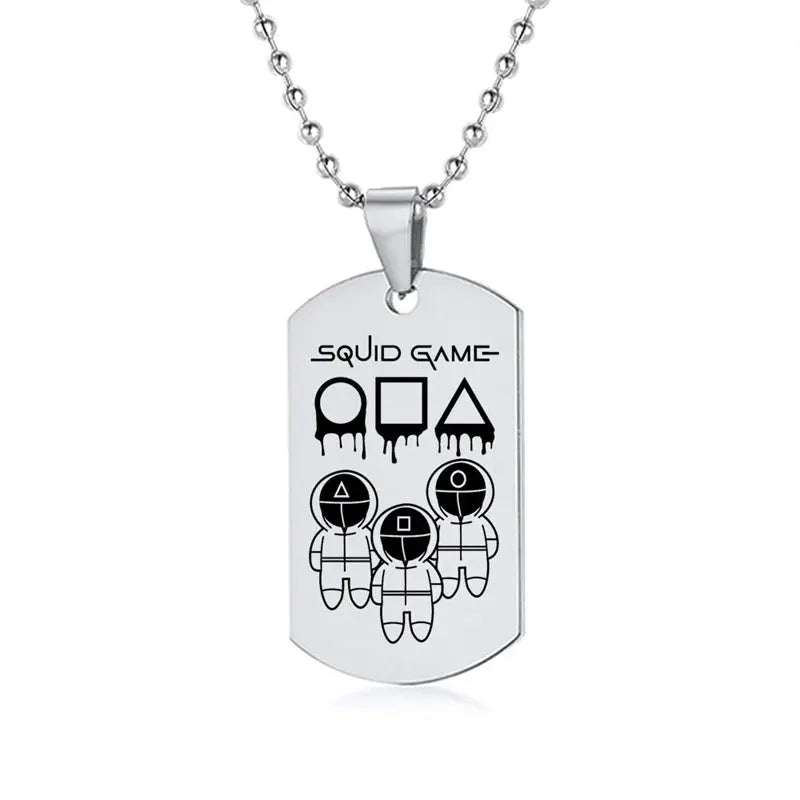 Gravado Lula Jogo Quadrado Redondo Logotipo Triângulo Colar Moda Colares Dog Tag Pingente de Aço Inoxidável Para Mulheres Dos Homens Conceitastral
