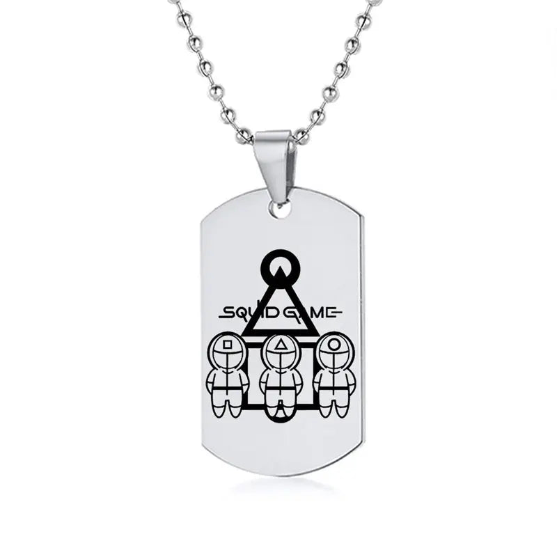 Gravado Lula Jogo Quadrado Redondo Logotipo Triângulo Colar Moda Colares Dog Tag Pingente de Aço Inoxidável Para Mulheres Dos Homens Conceitastral