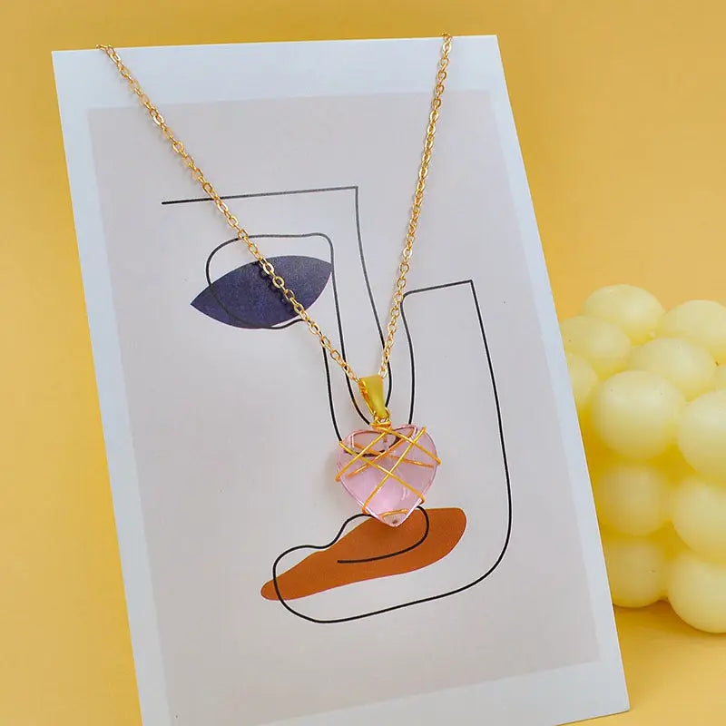 Heart Necklace Women Love Crystal Stone Necklace Summer Conceitastral