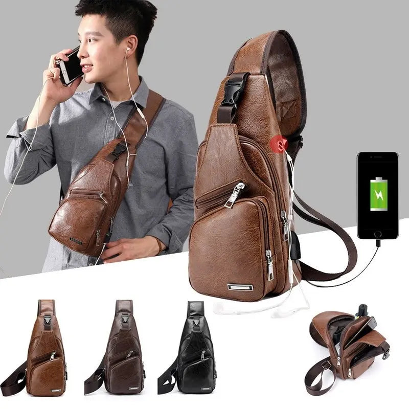 Homens Saco de Homens Peito Saco de Carregamento USB para o Costume PU PVC Bolsa de Ombro Pacote Diagonal saco do Mensageiro Saco de Viagem Corpo Cruz sacos Conceitastral