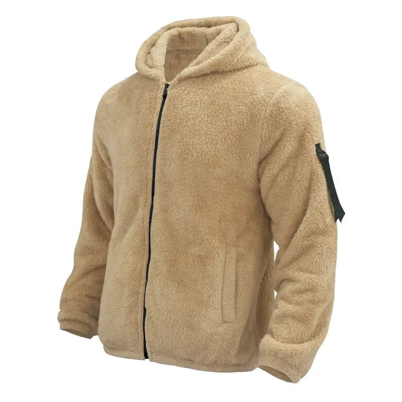 Hooded Jackets Men's Autumn And Winter Fleece Double-sided Wear Warm Coat With Zipper Loose Casual Jacket Outdoor Clothing Conceitastral