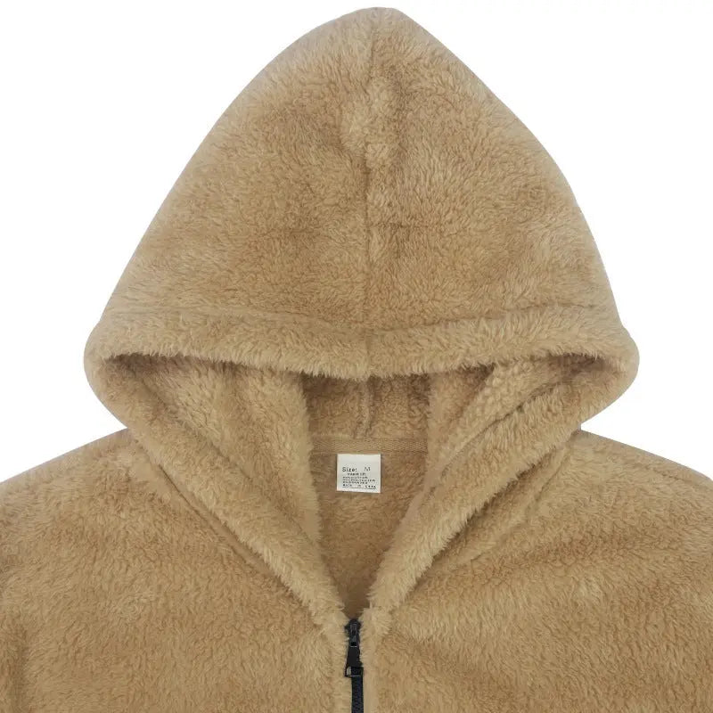Hooded Jackets Men's Autumn And Winter Fleece Double-sided Wear Warm Coat With Zipper Loose Casual Jacket Outdoor Clothing Conceitastral