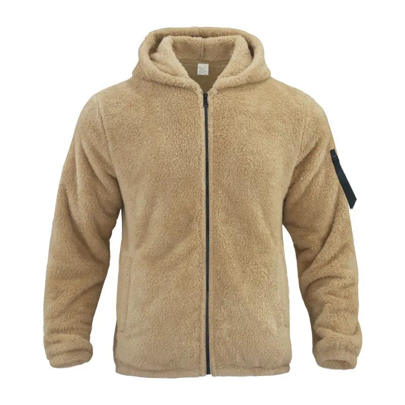 Hooded Jackets Men's Autumn And Winter Fleece Double-sided Wear Warm Coat With Zipper Loose Casual Jacket Outdoor Clothing Conceitastral