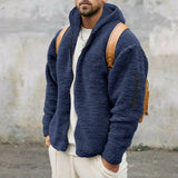 Hooded Jackets Men's Autumn And Winter Fleece Double-sided Wear Warm Coat With Zipper Loose Casual Jacket Outdoor Clothing Conceitastral