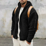 Hooded Jackets Men's Autumn And Winter Fleece Double-sided Wear Warm Coat With Zipper Loose Casual Jacket Outdoor Clothing Conceitastral