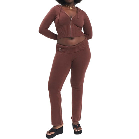 Hoodie Suit Women Leisure Sexy Zip Long Sleeve Sweater And High Waist Long Pants Set Conceitastral