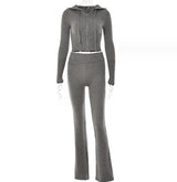 Hoodie Suit Women Leisure Sexy Zip Long Sleeve Sweater And High Waist Long Pants Set Conceitastral