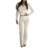 Hoodie Suit Women Leisure Sexy Zip Long Sleeve Sweater And High Waist Long Pants Set Conceitastral