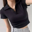 Hot Girl Slim V-neck Short-sleeved T-shirt For Women Conceitastral
