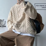 Japanese Stitching Contrast Color Cable-knit Sweater Men Conceitastral
