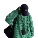 Japanese Stitching Contrast Color Cable-knit Sweater Men Conceitastral