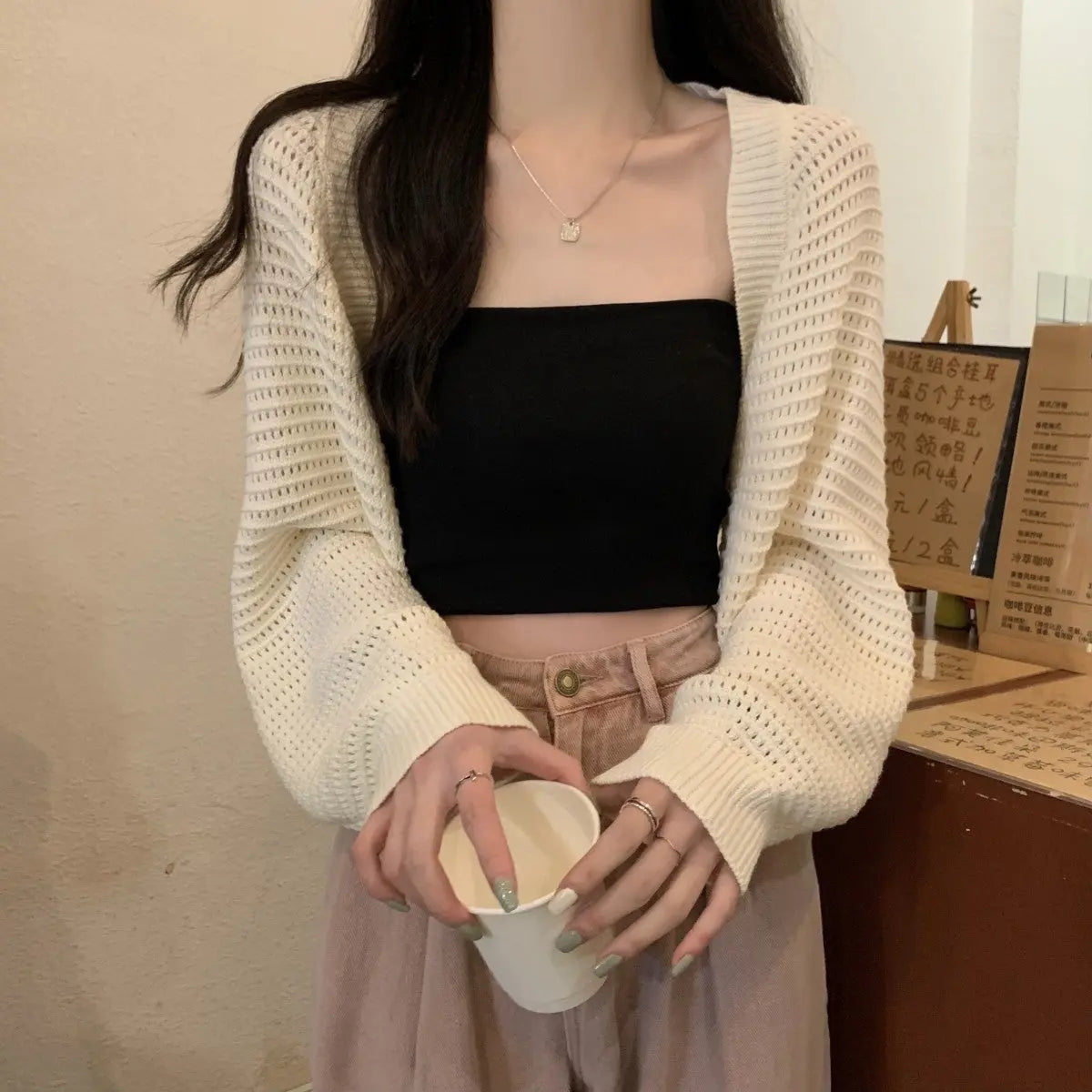 Korean Style Fashion Loose Hollow-out Short Top Conceitastral