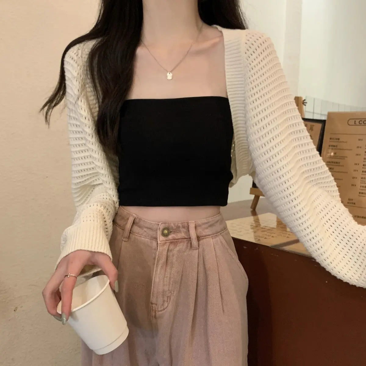 Korean Style Fashion Loose Hollow-out Short Top Conceitastral